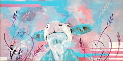curious cow acrylic painting