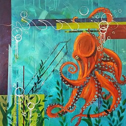 Octopus acrylic painting 4'x4'